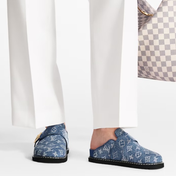 Louis Vuitton Blue Monogram Mules - Picture 1 of 4